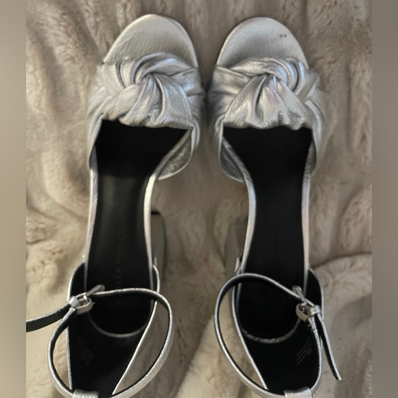 Rebecca Minkoff ‘Capriana’ Silver Block-Heel Ankle-Strap Sandal - Picture 2 of 7